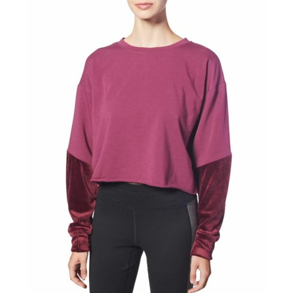 Splendid Women Sweatshirt Top RH8D669 RD1 Red Burgundy Cotton Blend Size S